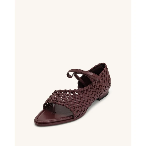JW PEI Jocelyn Weave Strap Flip-flops in Claret Red | Sandals | Luxury Shoes 