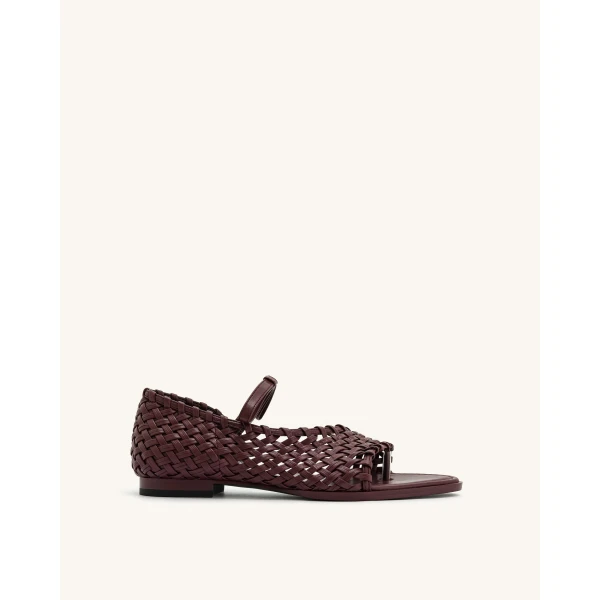 JW PEI Jocelyn Weave Strap Flip-flops in Claret Red | Sandals | Luxury Shoes 