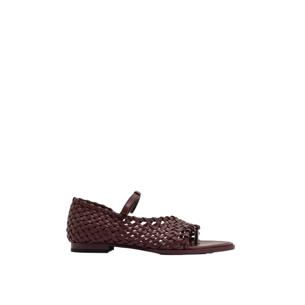 JW PEI Jocelyn Weave Strap Flip-flops in Claret Red | Sandals | Luxury Shoes 
