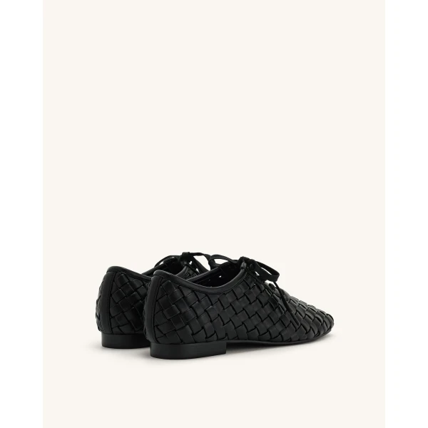 JW PEI Kayla Weave Strap Flat Shoes in Black | Flats | Luxury Shoes 