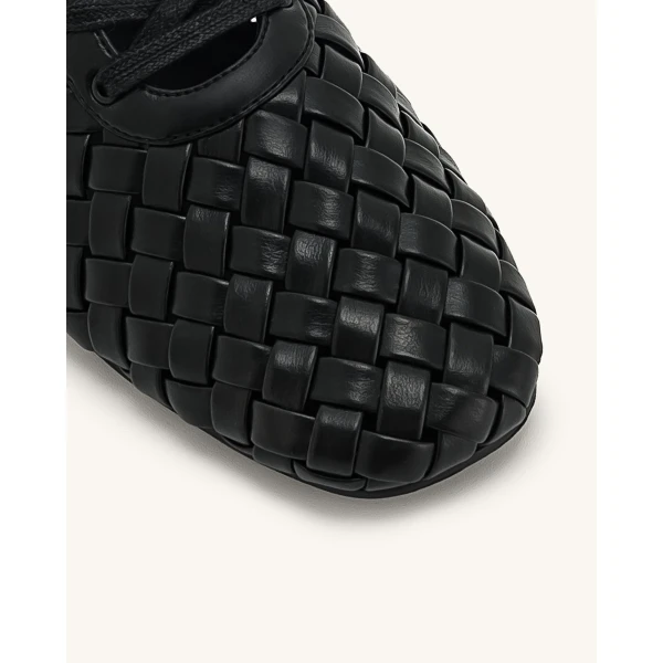 JW PEI Kayla Weave Strap Flat Shoes in Black | Flats | Luxury Shoes 