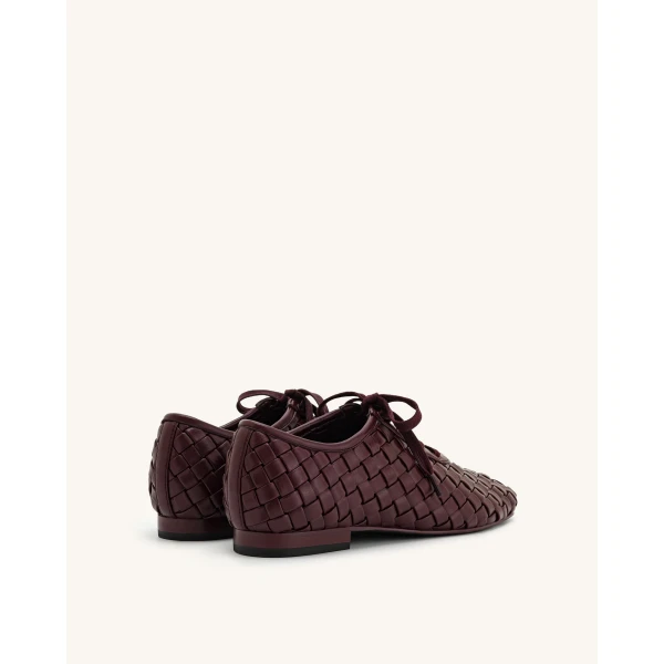 JW PEI Kayla Weave Strap Flat Shoes in Claret Red | Flats | Luxury Shoes 