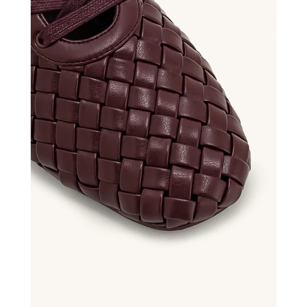 JW PEI Kayla Weave Strap Flat Shoes in Claret Red | Flats | Luxury Shoes 