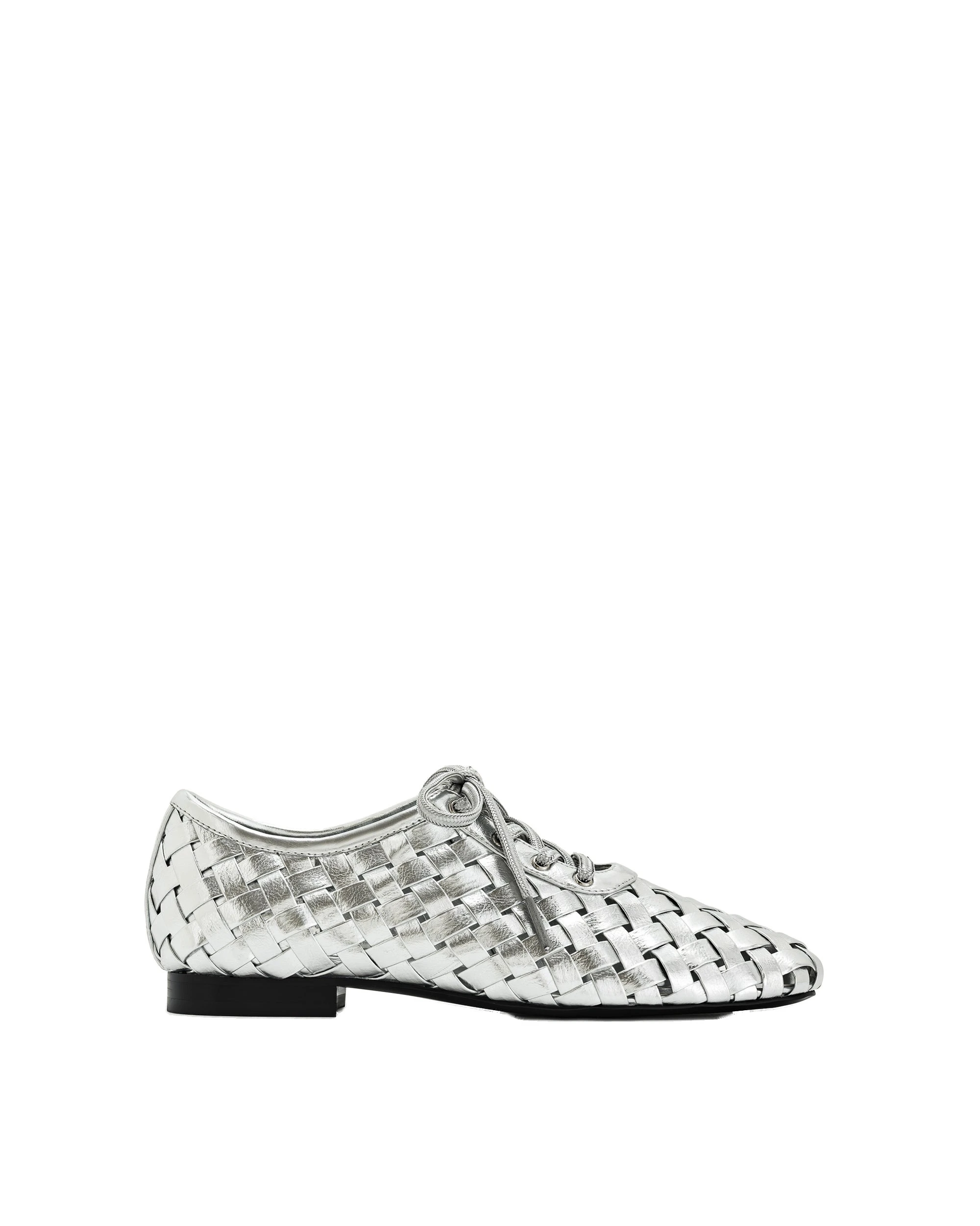 JW PEI Kayla Weave Strap Flat Shoes in Silver JW PEI Kayla Weave Strap Flat Shoes in Silver | Flats | Luxury Shoes