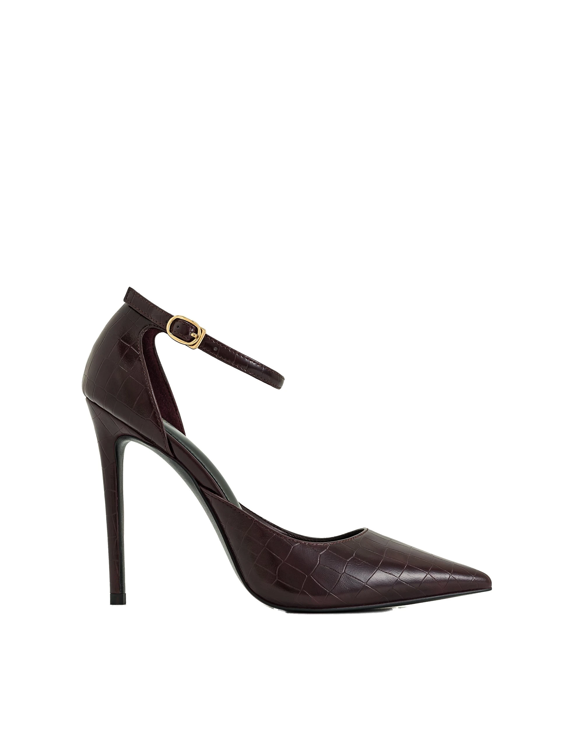 JW PEI Leah Croc-Embossed Ankle Strap Heels in Burgundy JW PEI Leah Croc-Embossed Ankle Strap Heels in Burgundy | Heels | Luxury Shoes