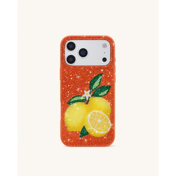 JW PEI Lemon Artificial Crystal Phone Case in Orange | Phone Cases | Luxury Shoes 