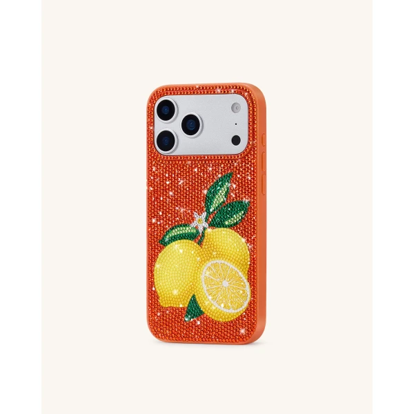 JW PEI Lemon Artificial Crystal Phone Case in Orange | Phone Cases | Luxury Shoes 