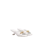 JW PEI Lena Metal Rope Knot Cross-Strap Heeled Sandals in White | Sandals | Luxury Shoes 