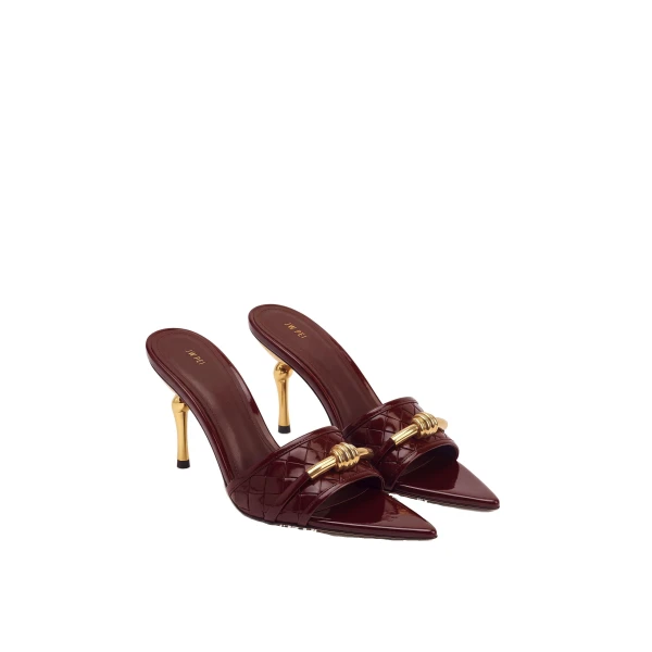 JW PEI Lena Metal Rope Knot Woven Open Toe Sandals in Burgundy | Sandals | Luxury Shoes 