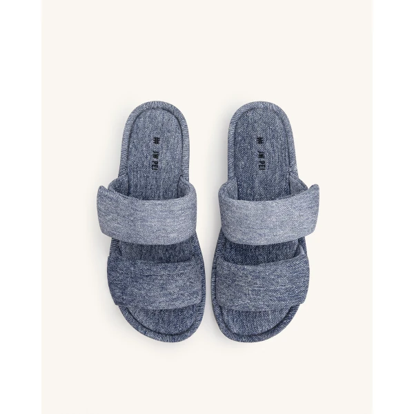 JW PEI Lexi Denim Embossed Sandal in Blue | Sandals | Luxury Shoes 