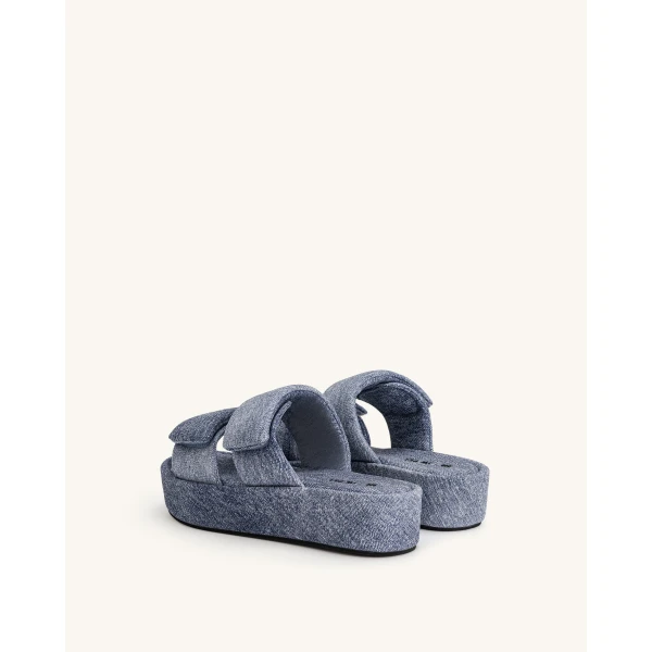 JW PEI Lexi Denim Embossed Sandal in Blue | Sandals | Luxury Shoes 
