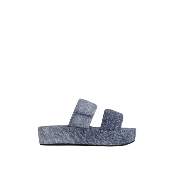 JW PEI Lexi Denim Embossed Sandal in Blue | Sandals | Luxury Shoes 