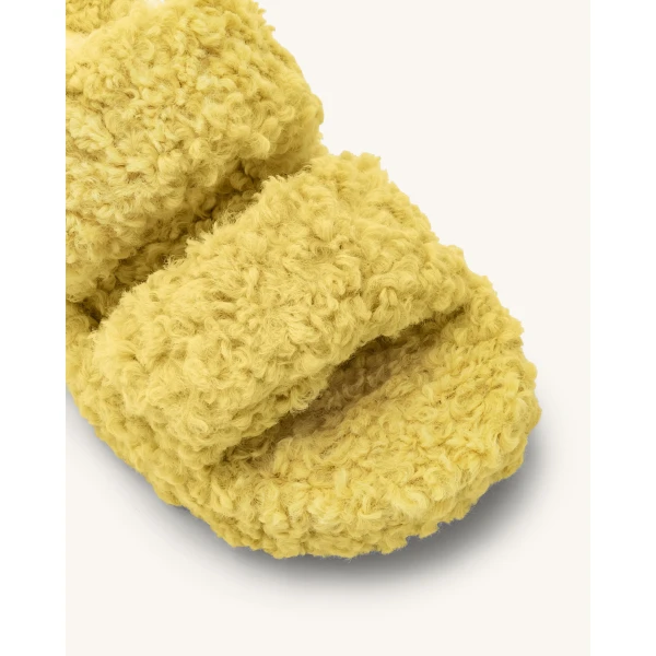 JW PEI Lexi Faux Fur Platform Sandal in Yellow | Sandals | Luxury Shoes 