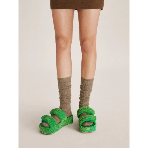 JW PEI Lexi Terry Slide Sandal in Green | Sandals | Luxury Shoes 