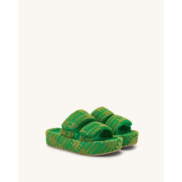 JW PEI Lexi Terry Slide Sandal in Green | Sandals | Luxury Shoes 