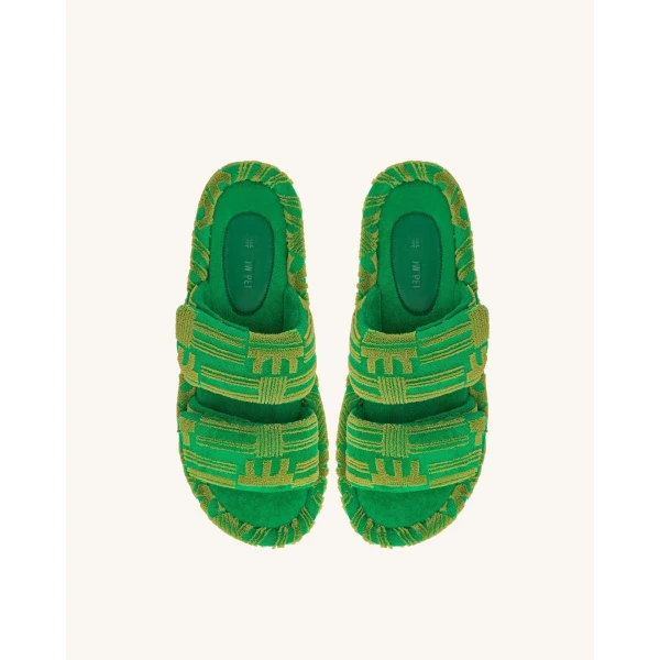 JW PEI Lexi Terry Slide Sandal in Green | Sandals | Luxury Shoes 
