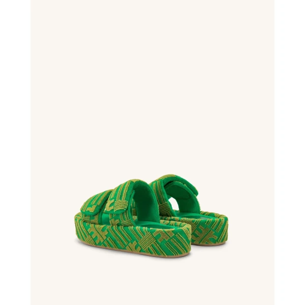 JW PEI Lexi Terry Slide Sandal in Green | Sandals | Luxury Shoes 