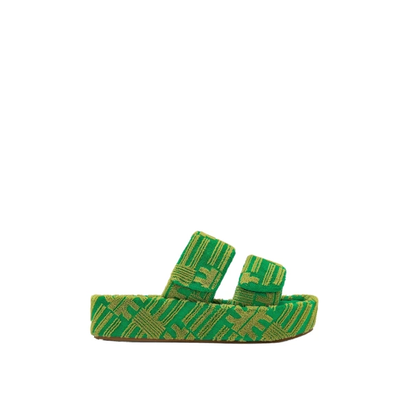 JW PEI Lexi Terry Slide Sandal in Green | Sandals | Luxury Shoes 