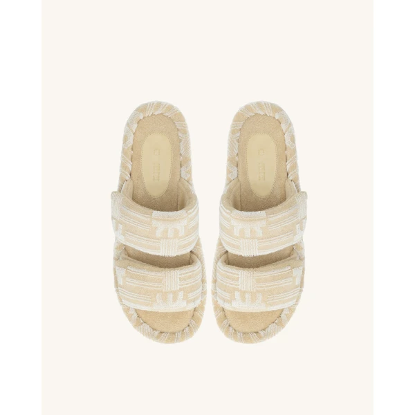 JW PEI Lexi Terry Slide Sandal in OatMilk | Sandals | Luxury Shoes 