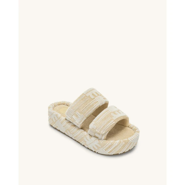 JW PEI Lexi Terry Slide Sandal in OatMilk | Sandals | Luxury Shoes 