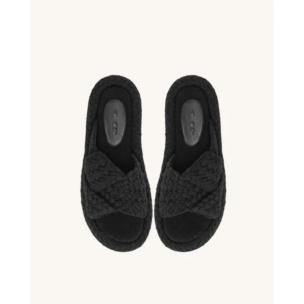 JW PEI Lilah Woven Platform Sandal in Black | Sandals | Luxury Shoes 