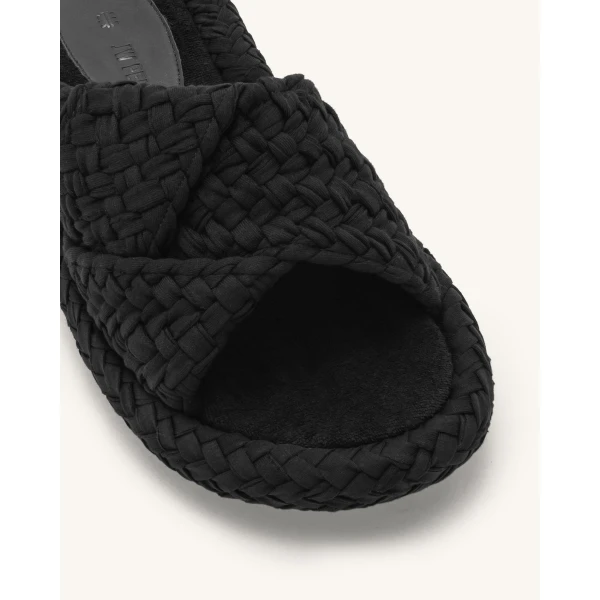 JW PEI Lilah Woven Platform Sandal in Black | Sandals | Luxury Shoes 