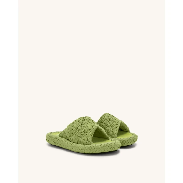 JW PEI Lilah Woven Platform Sandal in Lime Green | Sandals | Luxury Shoes 