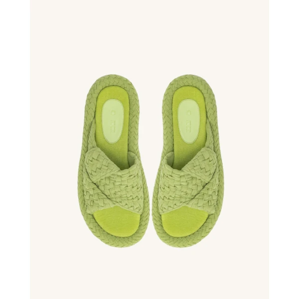JW PEI Lilah Woven Platform Sandal in Lime Green | Sandals | Luxury Shoes 