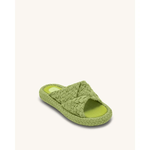 JW PEI Lilah Woven Platform Sandal in Lime Green | Sandals | Luxury Shoes 
