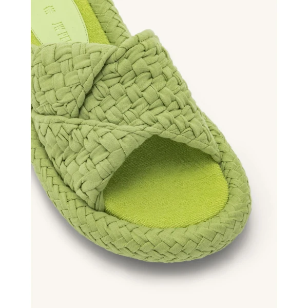 JW PEI Lilah Woven Platform Sandal in Lime Green | Sandals | Luxury Shoes 
