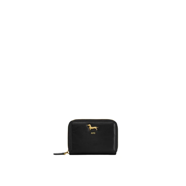 JW PEI Maeve Dachshund Metal Emblem Zip Wallet in Black | Wallets & Purses | Luxury Shoes 