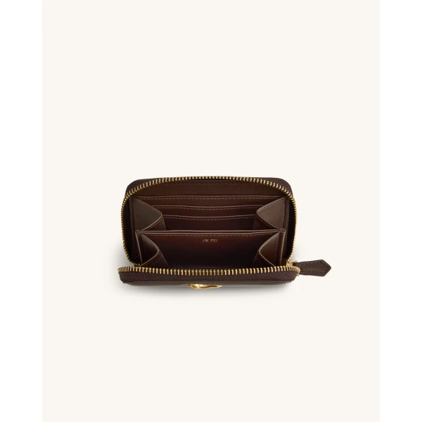JW PEI Maeve Dachshund Metal Emblem Zip Wallet in Chocolate | Wallets & Purses | Luxury Shoes 