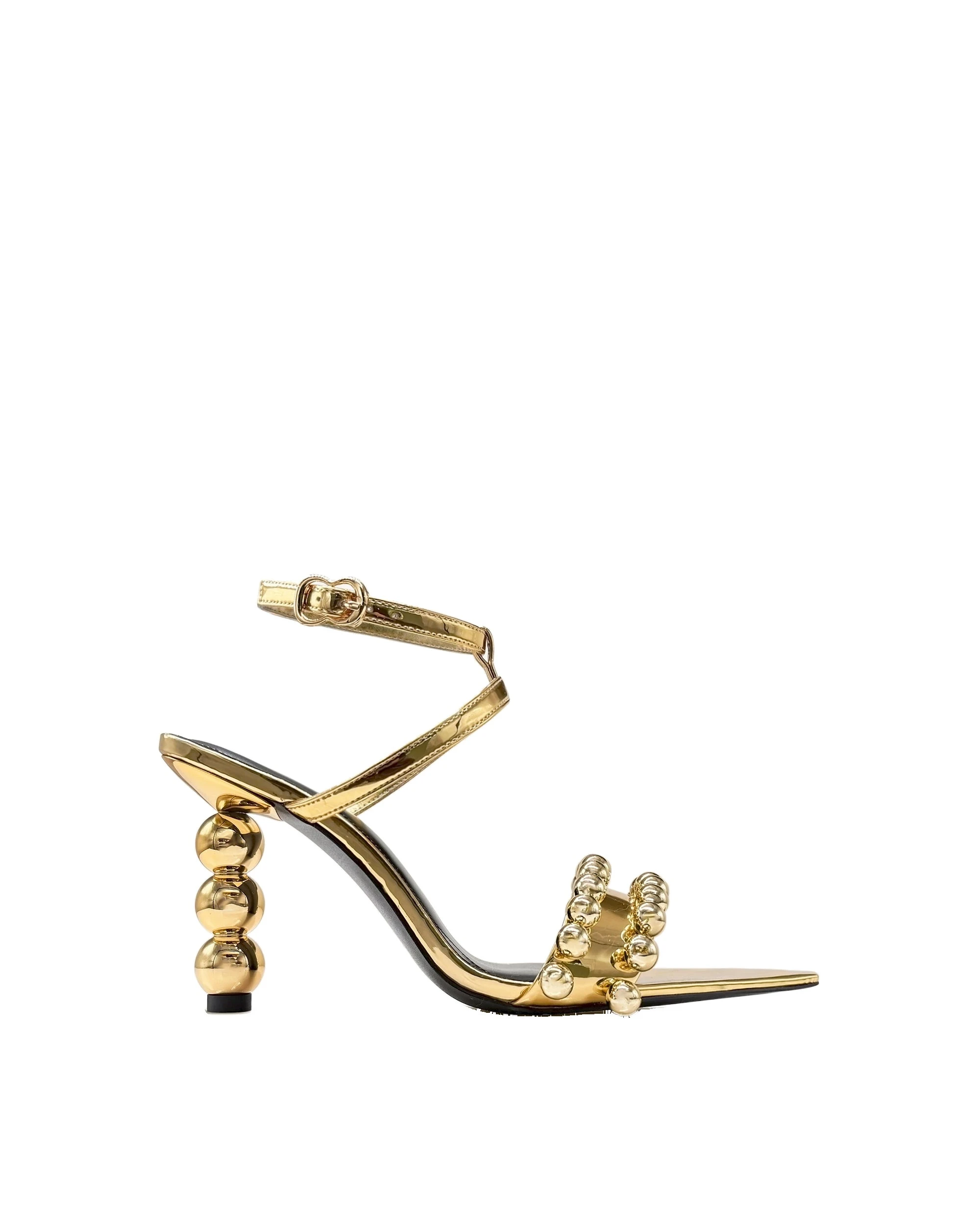JW PEI Mia Strappy High Heels With Beaded Detail in Gold JW PEI Mia Strappy High Heels With Beaded Detail in Gold | Heels | Luxury Shoes