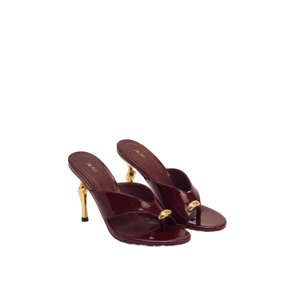 JW PEI Noemi Cutout Square-Toe Metal Accent Sandals in Burgundy | Sandals | Luxury Shoes 