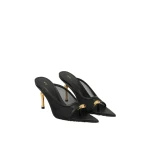 JW PEI Noemi Pointed-Toe Mesh Mule Heels in Black | Mules | Luxury Shoes 