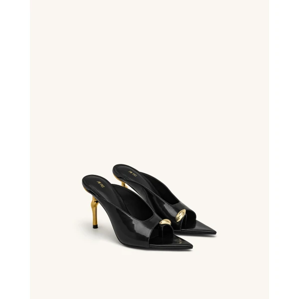 JW PEI Noemi Pointed-Toe Mule Heels in Black | Mules | Luxury Shoes 