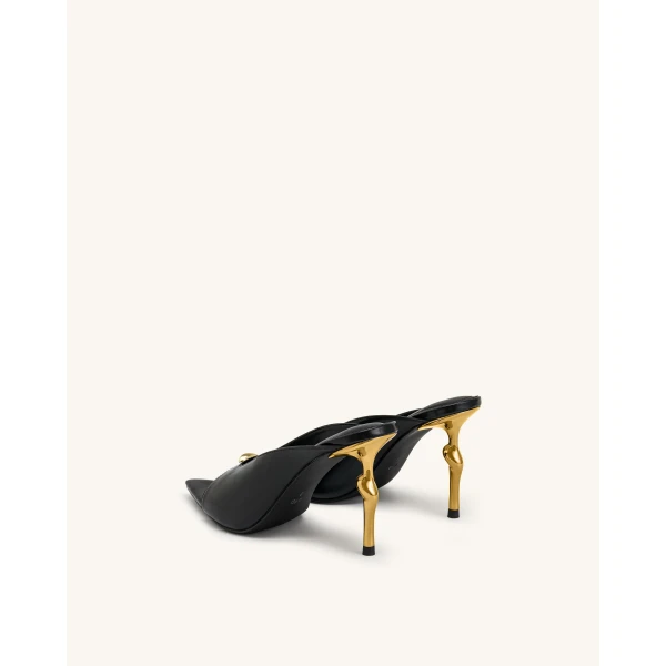 JW PEI Noemi Pointed-Toe Mule Heels in Black | Mules | Luxury Shoes 