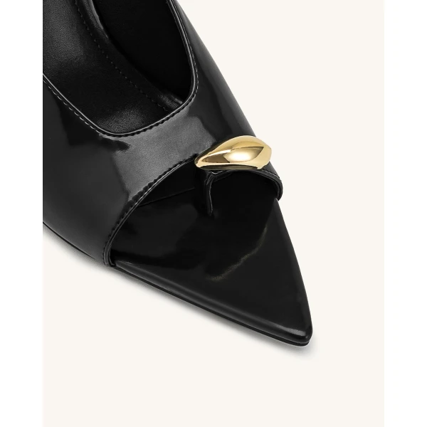 JW PEI Noemi Pointed-Toe Mule Heels in Black | Mules | Luxury Shoes 