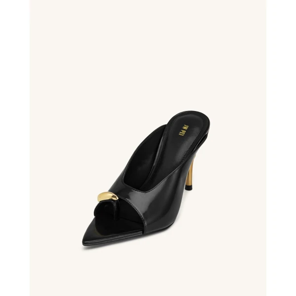 JW PEI Noemi Pointed-Toe Mule Heels in Black | Mules | Luxury Shoes 