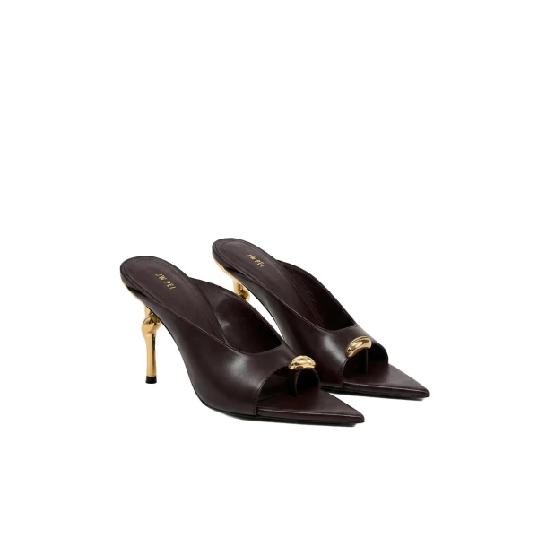 JW PEI Noemi Pointed-Toe Mule Heels in Burgundy | Mules | Luxury Shoes 