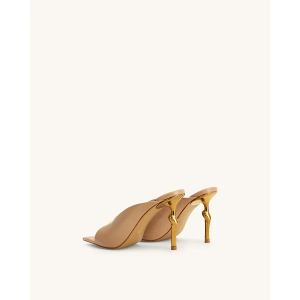 JW PEI Noemi Pointed-Toe Mule Heels in Khaki | Mules | Luxury Shoes 