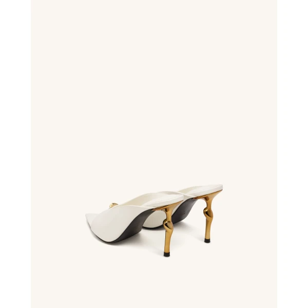 JW PEI Noemi Pointed-Toe Mule Heels in White | Mules | Luxury Shoes 