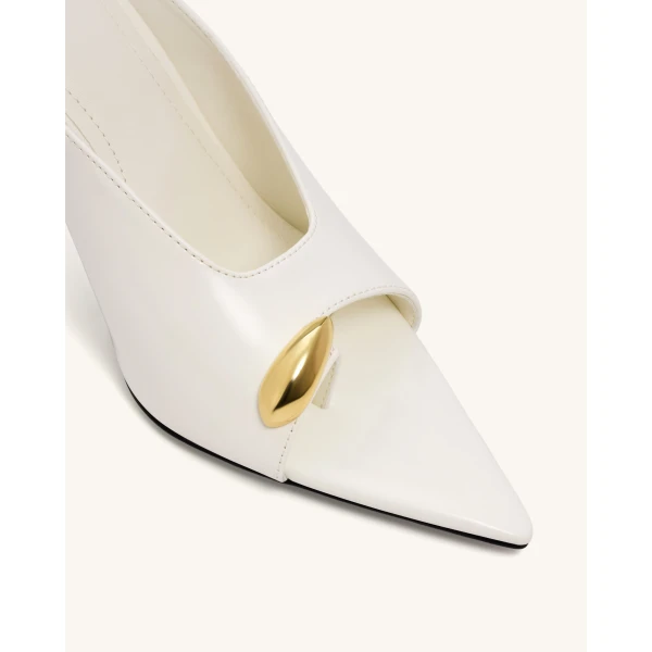 JW PEI Noemi Pointed-Toe Mule Heels in White | Mules | Luxury Shoes 