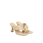 JW PEI Noemi Square-Toe Woven Hardware Mules in Apricot | Mules | Luxury Shoes 