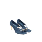 JW PEI Noemi Wide Strap Square-Toe Metal Accent Sandals in Denim Blue | Sandals | Luxury Shoes 
