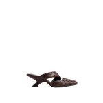 JW PEI Noemi Woven Hardware Closed-Toe Mules in Dark Brown | Mules | Luxury Shoes 
