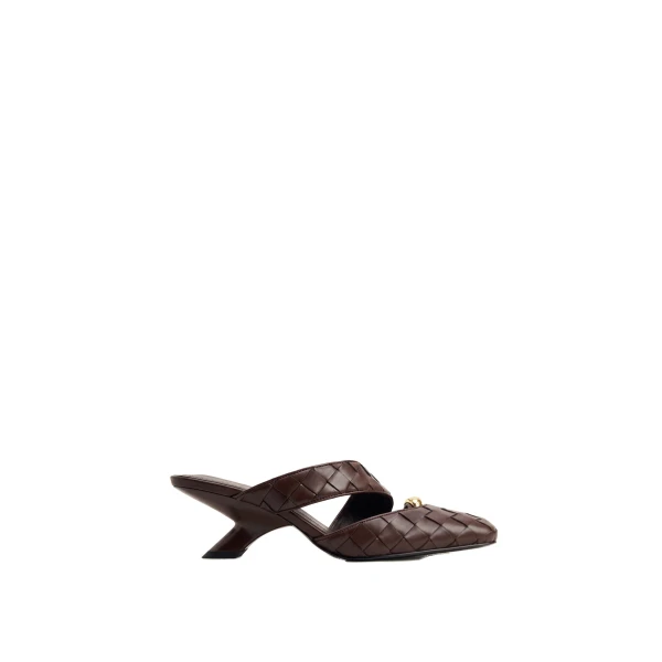 JW PEI Noemi Woven Hardware Closed-Toe Mules in Dark Brown | Mules | Luxury Shoes 