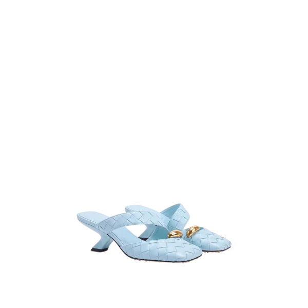 JW PEI Noemi Woven Hardware Closed-Toe Mules in Light Blue | Mules | Luxury Shoes 