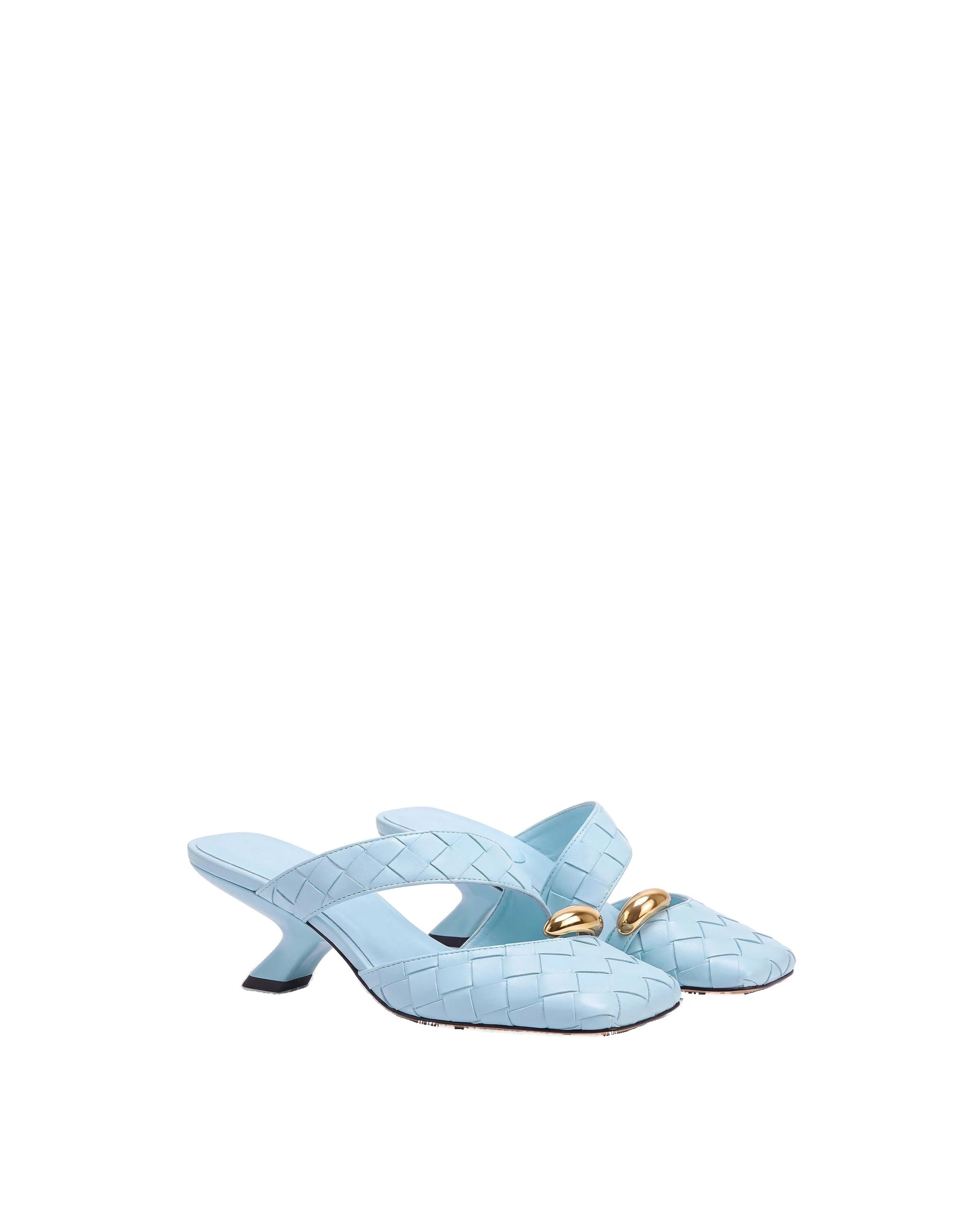 JW PEI Noemi Woven Hardware Closed-Toe Mules in Light Blue JW PEI Noemi Woven Hardware Closed-Toe Mules in Light Blue | Mules | Luxury Shoes
