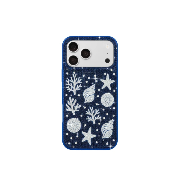 JW PEI Ocean Shell Artificial Crystal Phone Case in Blue | Phone Cases | Luxury Shoes 
